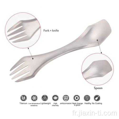 Fourchette de voyage d&#39;extérieur en titane Spork